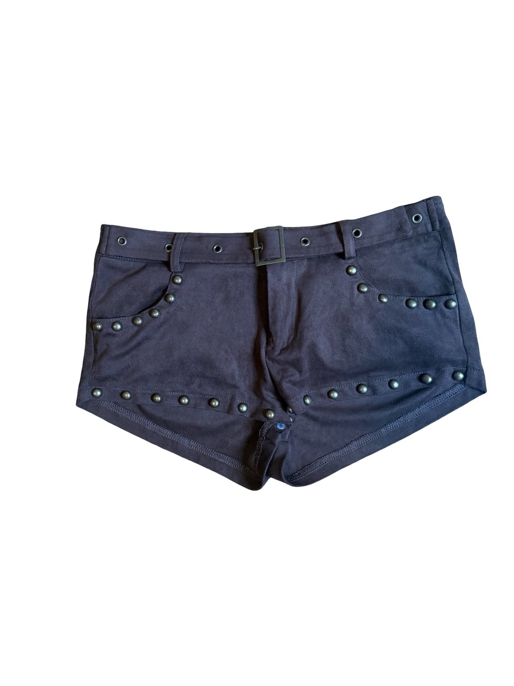 Edikted Studded Faux Suede Brown Micro Shorts